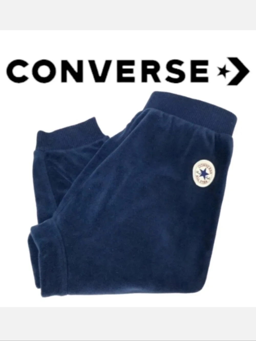 Converse Toddler Unisex Joggers Navy Blue Velour Baby 24mo